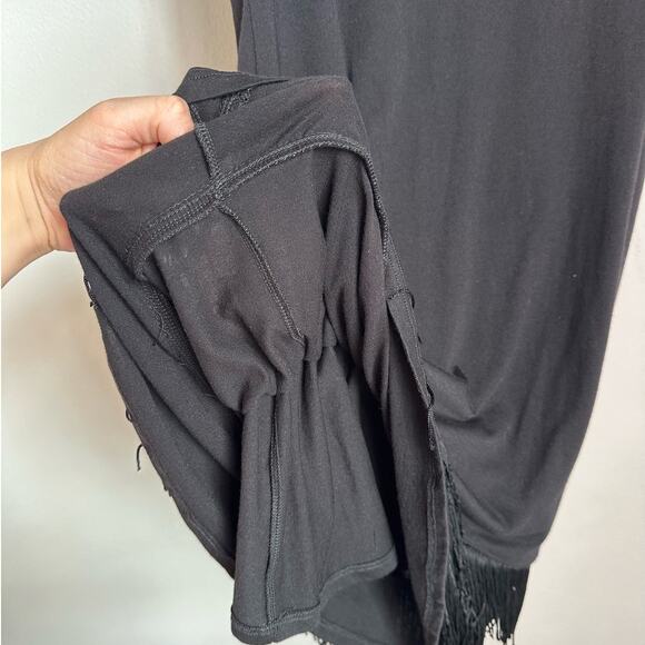Splendid Fringe Sleeveless Short Mini Dress in Black Women's X-Small - Picture 6 of 7